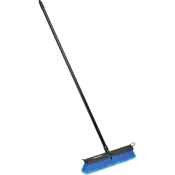 Global Industrial 18in Push Broom W/ Plastic Block & Steel Handle, Multi-Surface Sweep 641534 - main